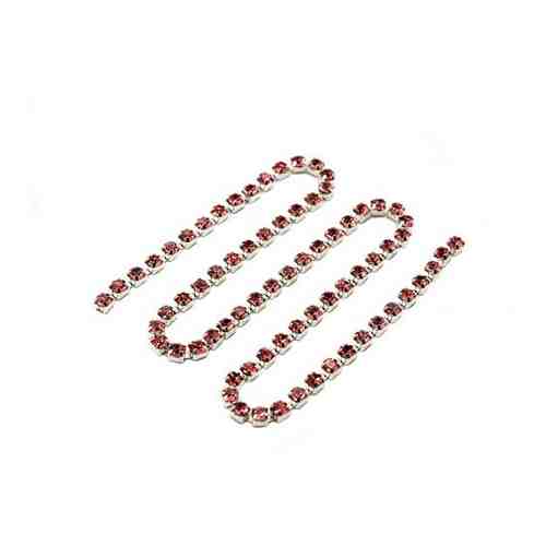 ЦС006СЦ3 Стразовые цепочки (серебро), цвет: розовый, размер 3 мм, 30 см/упак. арт. 101179179256