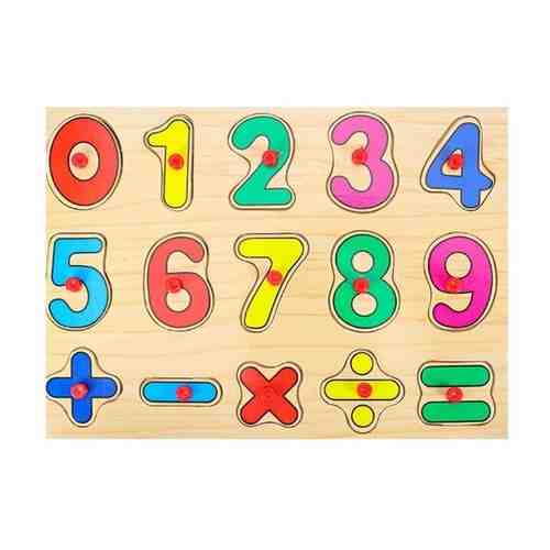 Деревянная рамка-вкладыш для малышей. Цифры и знаки. арт. 101766975023