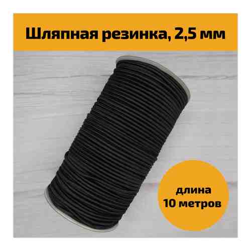 Эластичная резинка, резинка шляпная шнур 2,5 мм, 10 м, черная арт. 101602517756