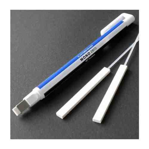 Ластик-ручка Tombow MONO Zero Eraser прямоугольный наконечник 2,5х5 мм, бело-сине-черный корпус + 2 ластика EHR-KUS арт. 982572087