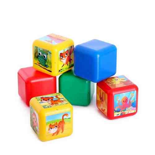 Набор цветных кубиков, «Весёлые животные», 6 элементов, 12 см арт. 101409958120