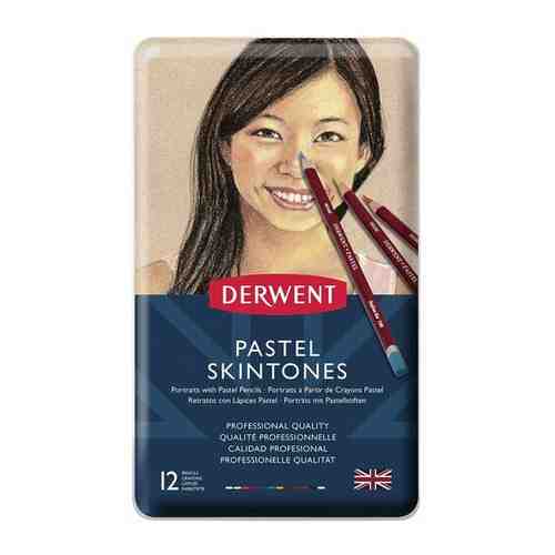 Набор пастельных карандашей Derwent Pastel 12 цветов, оттенки кожи, металлический пенал арт. 592356192