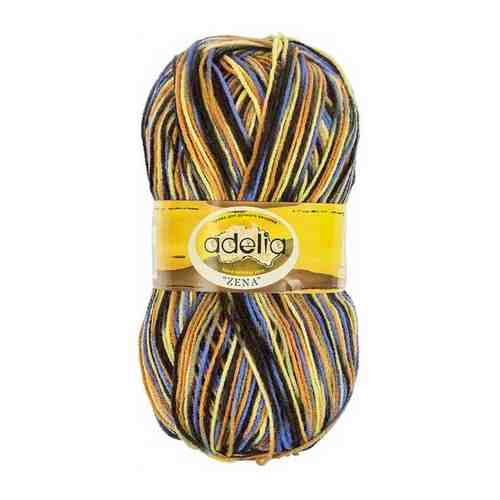Пряжа Adelia Zena, 100% акрил, 5*100 г, 308 м+-10 м, №45, желтый, оранжевый, серый, голубой арт. 101190111169