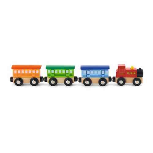 Развивающая деревянная игрушка Монтессори - Набор аксессуаров для железной дороги поезд с вагонами, VIGA 50819 арт. 101462864158