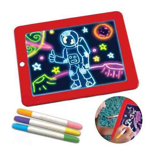 Волшебная доска для рисования в темноте ForAll /Доска для рисования детская/Планшет детский с неоновыми маркерами 6 шт/Доска для рисования в темноте арт. 101538910598